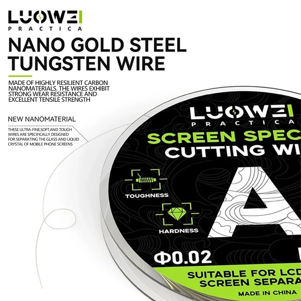 루웨이 슈퍼 120M 스크린 분리 나노 다이아몬드 와이어 0.02/0.028/0.03/0.035mm 모바일 수리 스크린 분리 절단 도구
