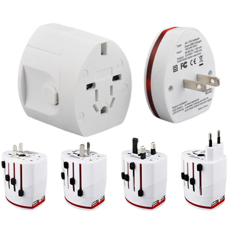 

Universal International Plug Adapter Multi-functional 5v 2.1A 1A 2 USB Charger Adaptor with AU US UK EU Converter Plug