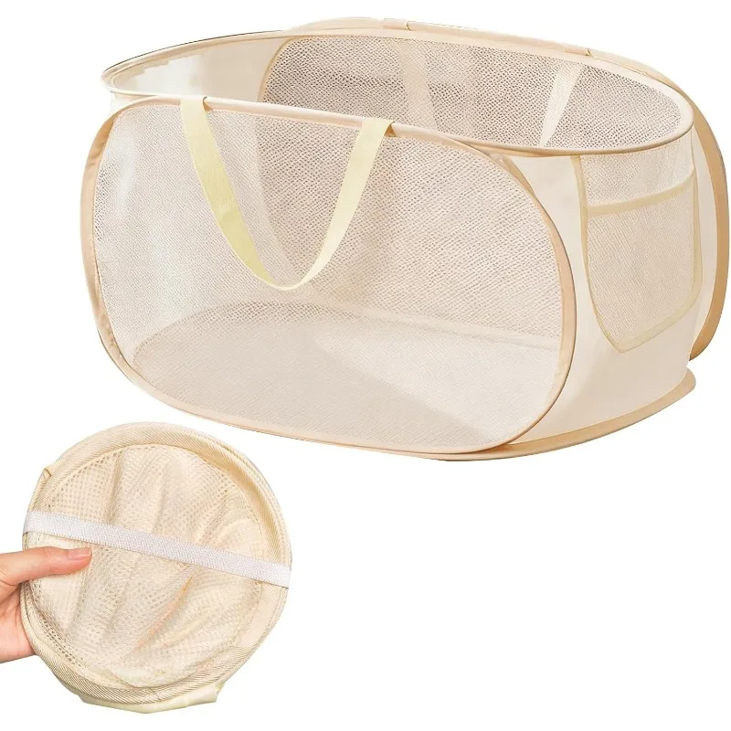 Large 70L Foldable Laundry Basket with Handles - Pop-Up, Lightweight, and Portable