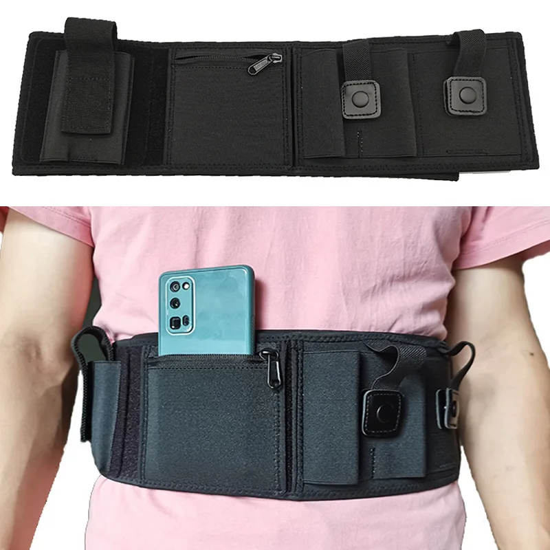 Tactical Belly Gun Holster Right Left Concealed Carry Pistol Handgun Holster Bag Outdoor Breathable Sports Belt Phone Bag