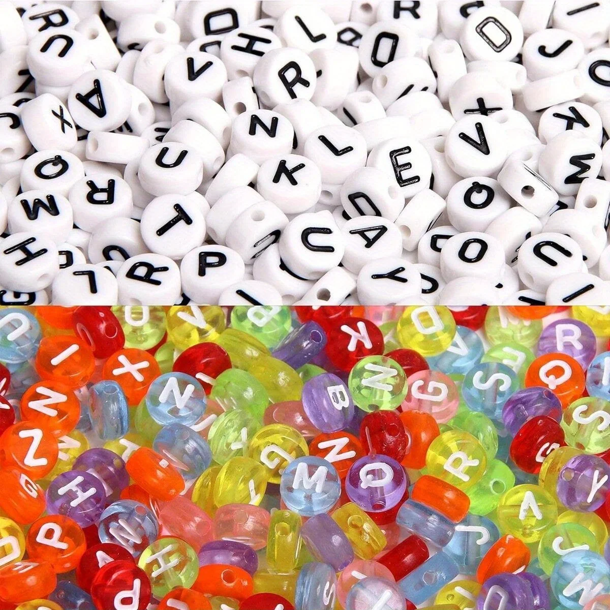 Acrylic Letter Beads 700pcs 7 Colors Round For Jewelry Making DIY Necklace Bracelet