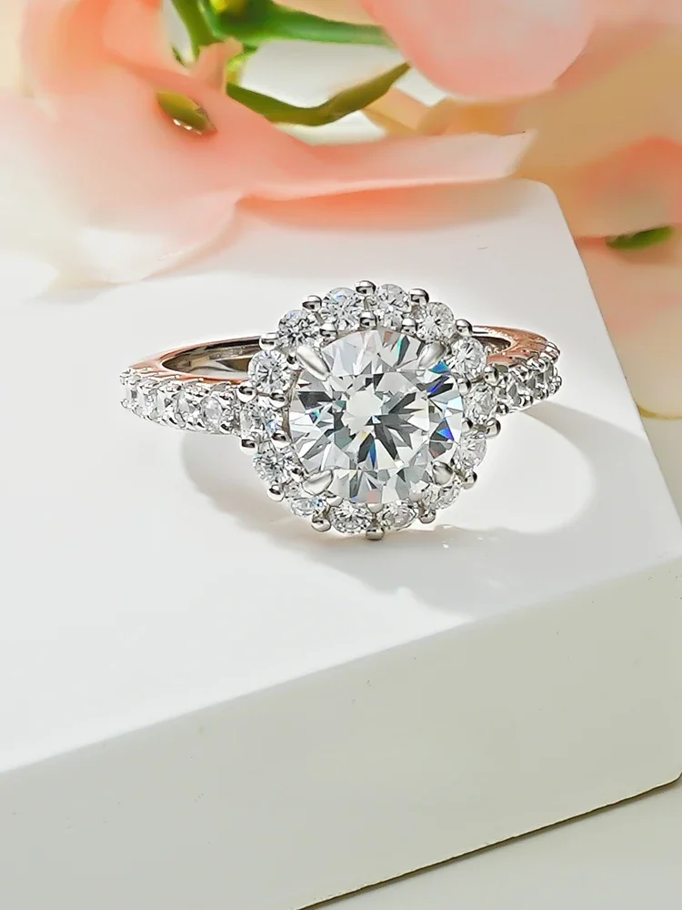 

Женский роскошный набор колец из серебра 925 пробы с белыми бриллиантами с высоким содержанием углерода, свадебные ювелирные украшения нишевого дизайна