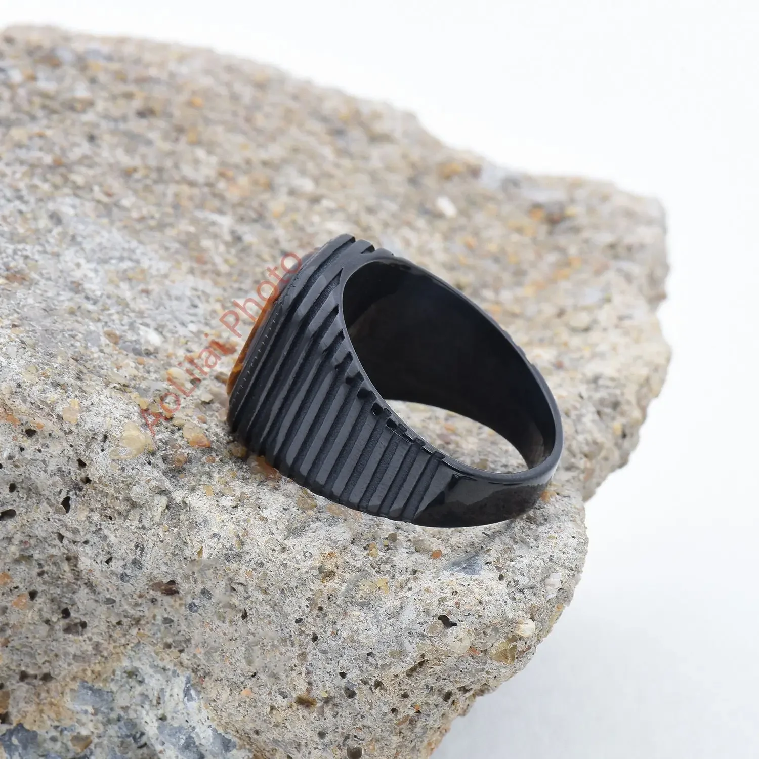 Men's/Women High Quality 316LStainless Steel Onyx Gem Style Rings Classic Fashion Trend Jewelry 6
