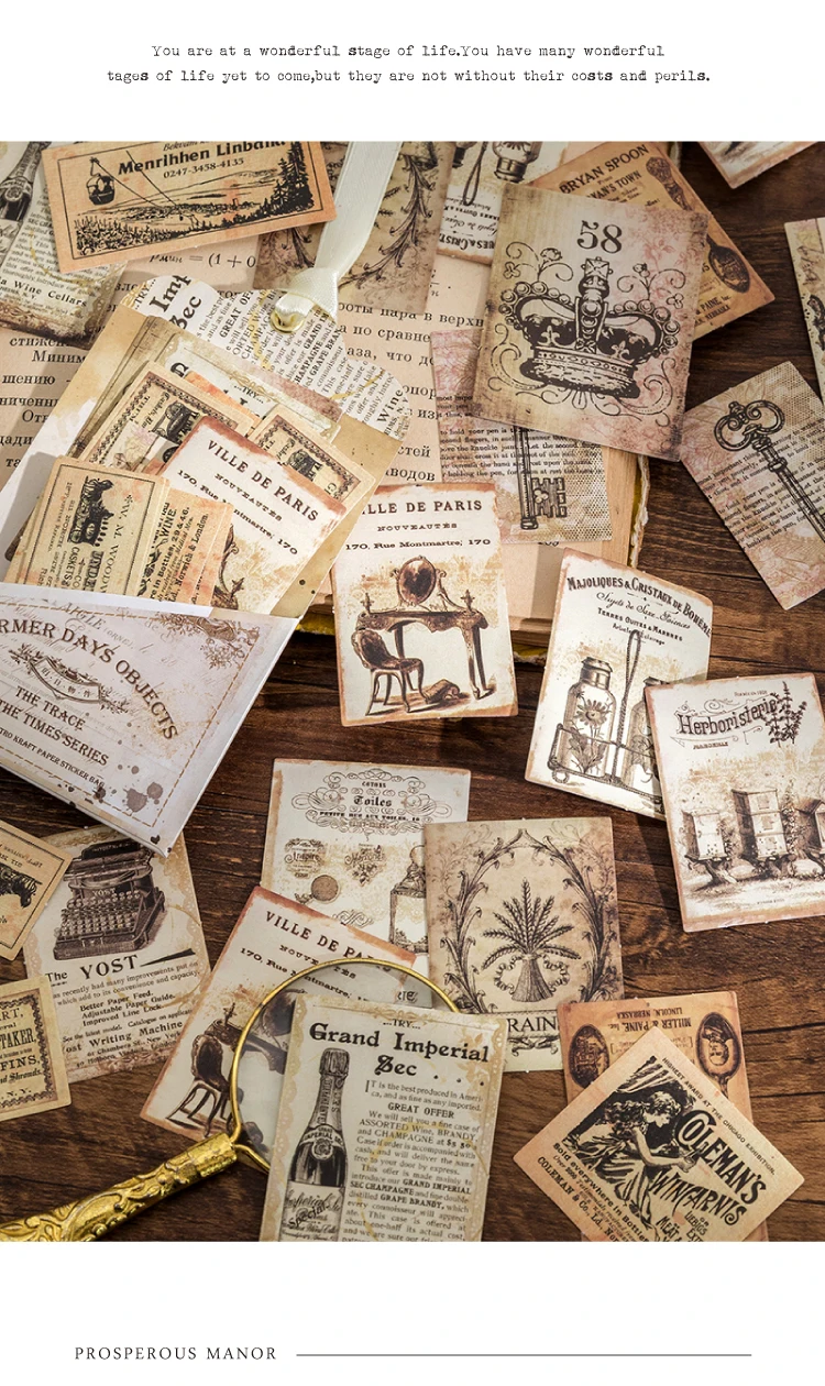 30 teile/paket Dekor Sammelalbum Vintage Aufkleber Materialien Papier Combo Kit DIY Junk Journal Collage Fotoalbum Retro Aufkleber – Detail 4