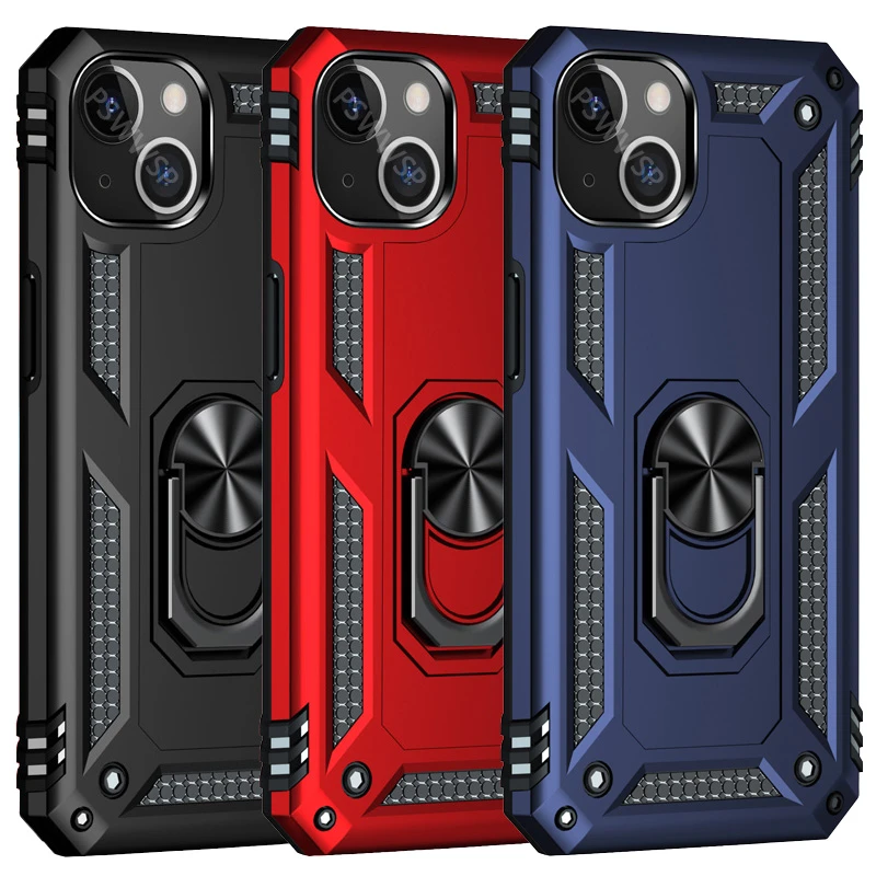 Shockproof Armor Kickstand Phone Case for iPhone 13 12 Mini 11 Pro XR Xs Max X SE 7 8 6S Plus Finger Magnetic Ring Holder Cover iphone xr clear case