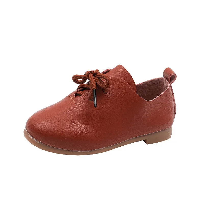 Spring Autumn Boy Shoes Fashion Solid Small Leather Shoes for Girls Soft Soled Lightweight School Lace Up Student Loafers