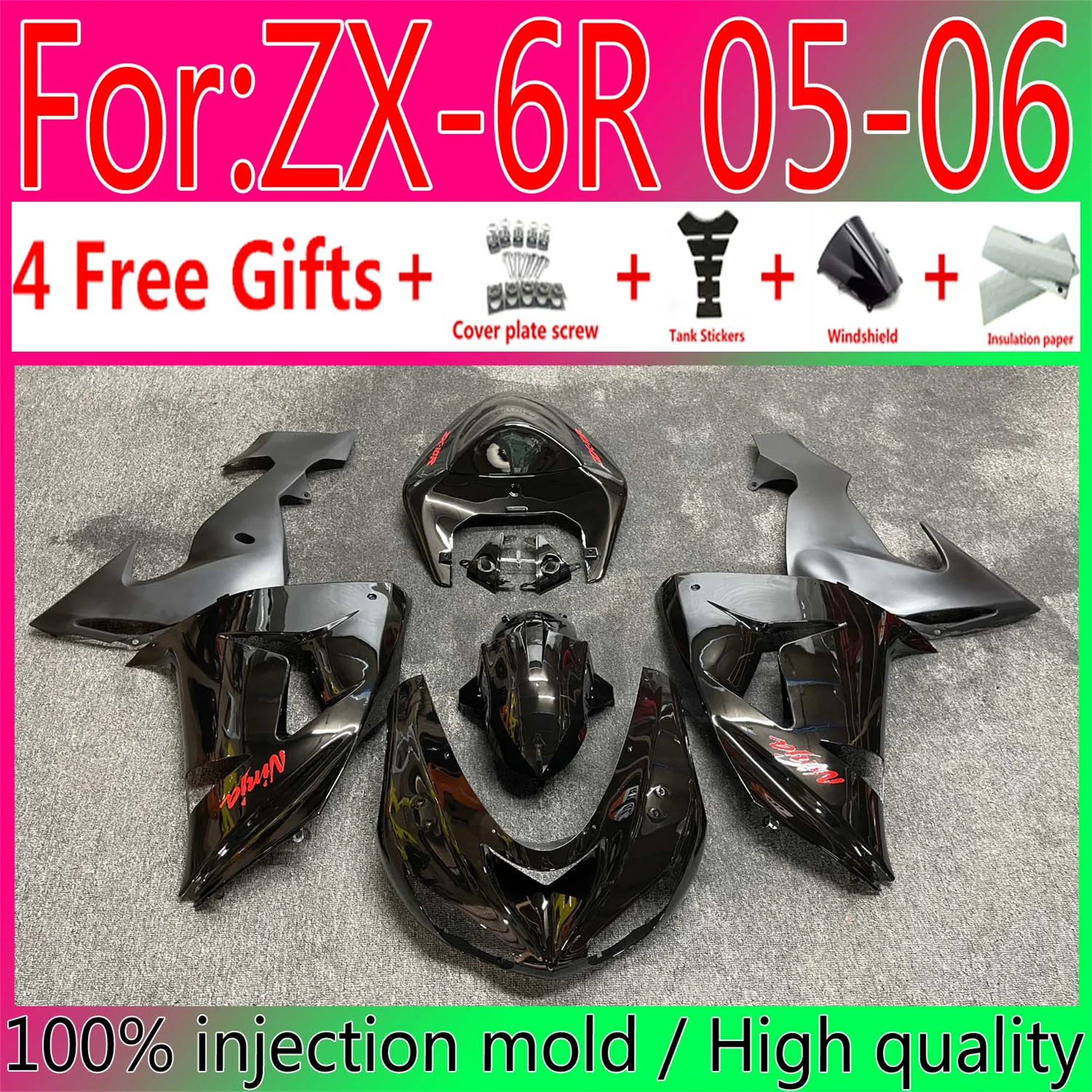 

Новый комплект обтекателей для цельного мотоцикла ABS, подходит для Kawasaki Ninja ZX-6R 2005 2006 zx6r 2005-2006 обтекатель
