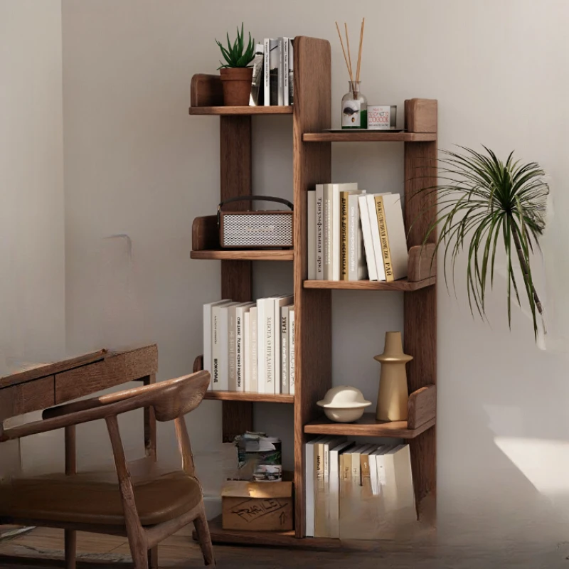 

Книжная полка из массива дерева, стеллаж для хранения, от пола до пола, креативный дом, простая гостиная, настенная, многоярусная маленькая книжная полка
