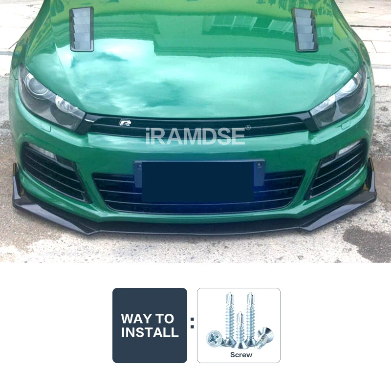 Car Bumper Guards Front Bumper Spoiler Protector Plate Lip Splitter Body Kit Carbon VW Scirocco R 2009-2014