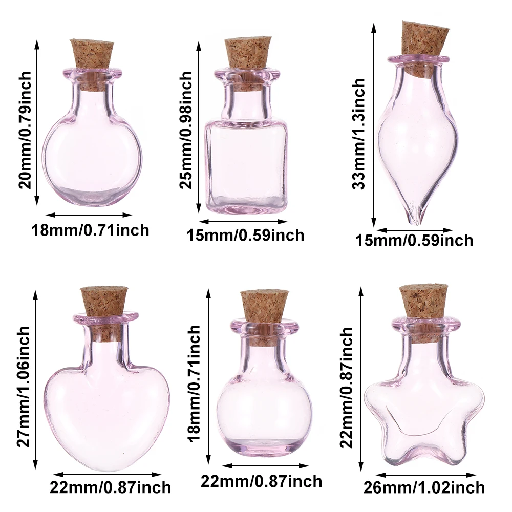5pcs/pack Mini Transparent Glass Empty Sample Jars Wishing Bottle Empty Storage Vials DIY Pendants Cork Stopper Home Decoration