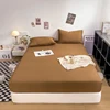 Washed Cotton Fitted Sheet with Elastic Bands Non Slip Adjustable Mattress Cover for Double King Queen Bed 90x200 150x200 180 4