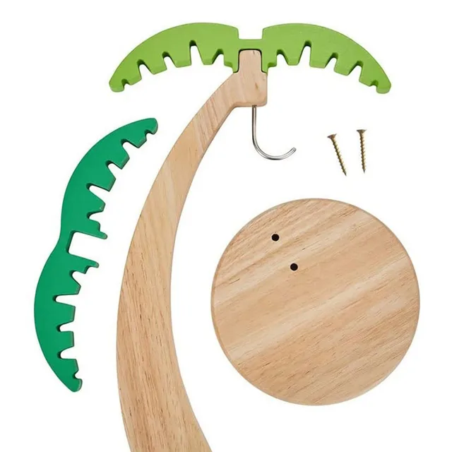 Wooden Banana Rack Hanging Kitchen Rack Simulated Leaf Decorative Fruit Vertical Storage Rack with Hook Kitchen Decoration 6