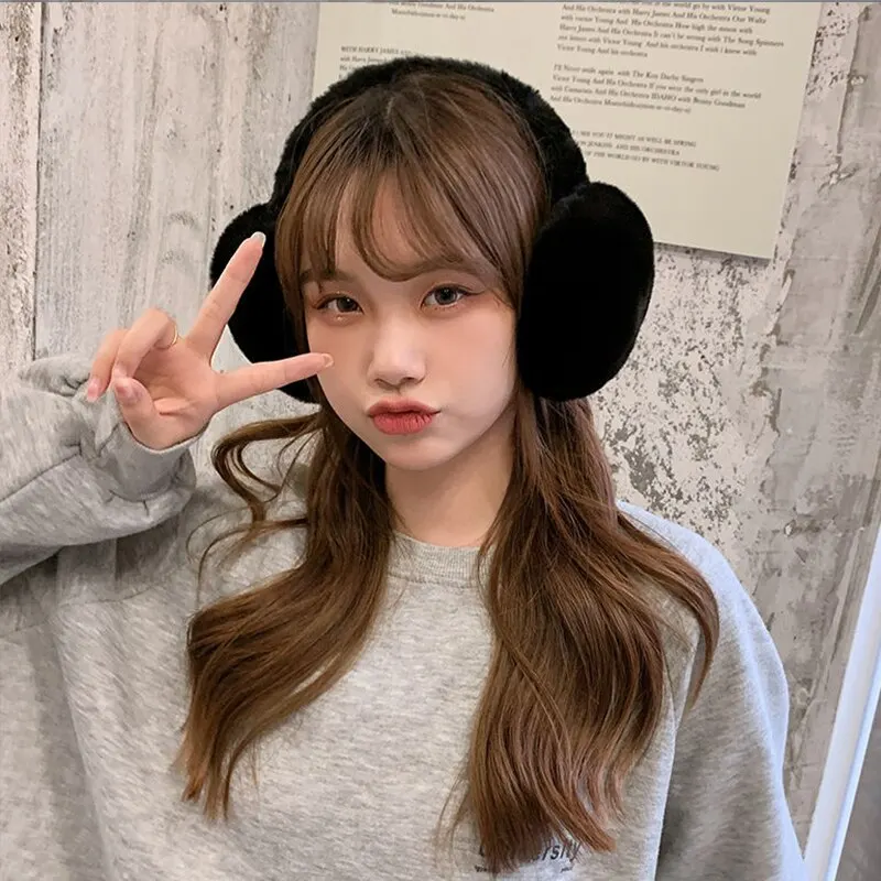 Blød plysvarmer Vintervarm til kvinder Mænd Mode ensfarvet øreklap Udendørs kuldebeskyttelse Ørebeskytter_voghion.com