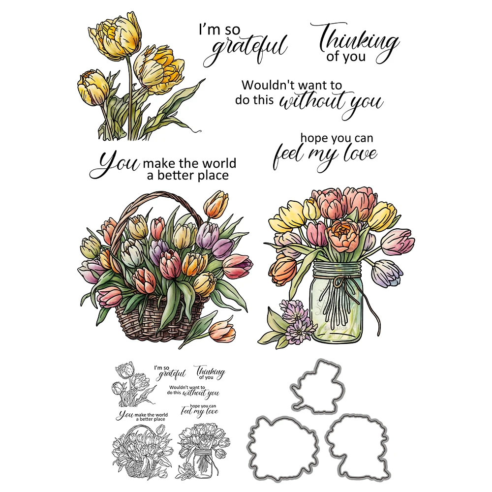 Scrapbooking Stamp Set Lily Bouquet Stamp & Die Cut Set - Clear Stamps ...