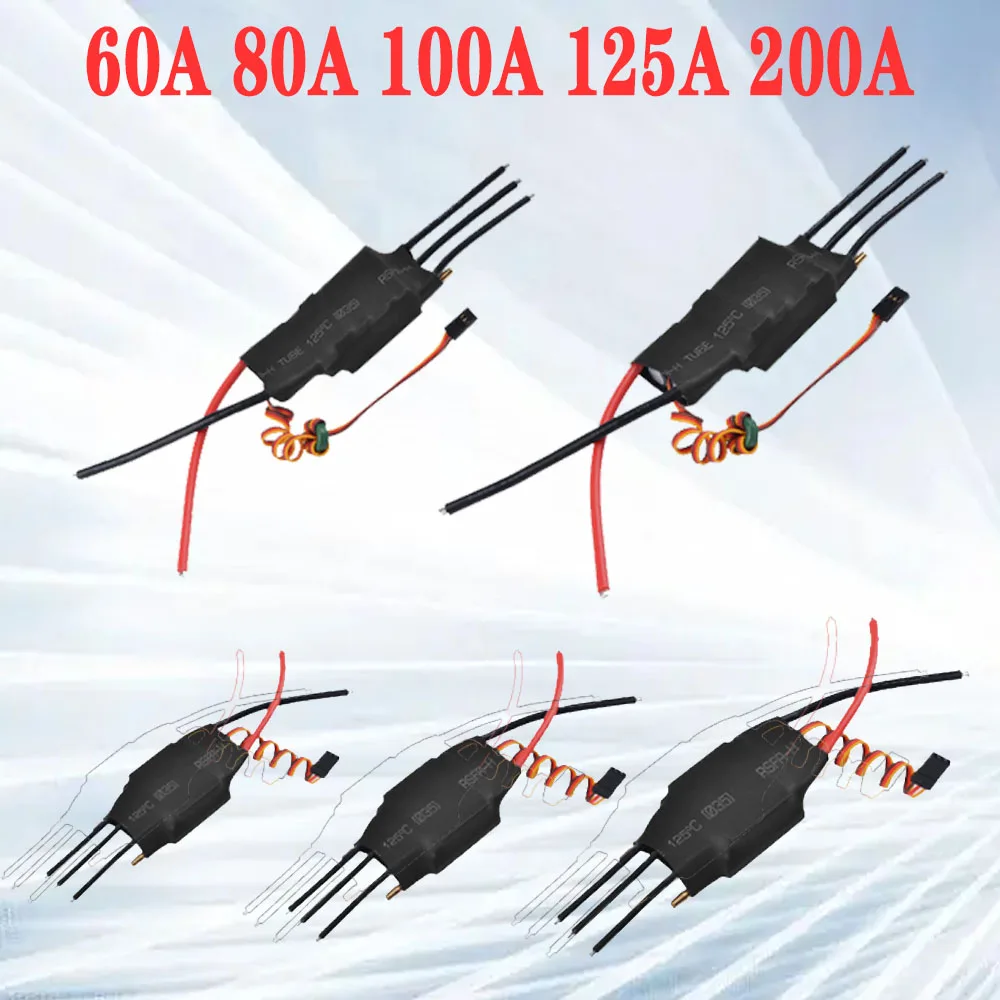 ESC Brushless 125A pour voiture RC, vue de dessus avec dissipateur en aluminium