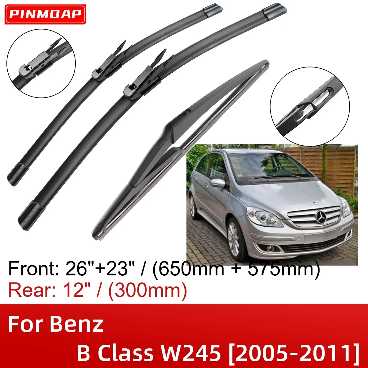 

Щетки стеклоочистителя для Benz B Class W245, 2005-2011, 26 + 23 + 12 дюймов, аксессуары для резака, 2006, 2007, 2008, 2009, 2010, 2011