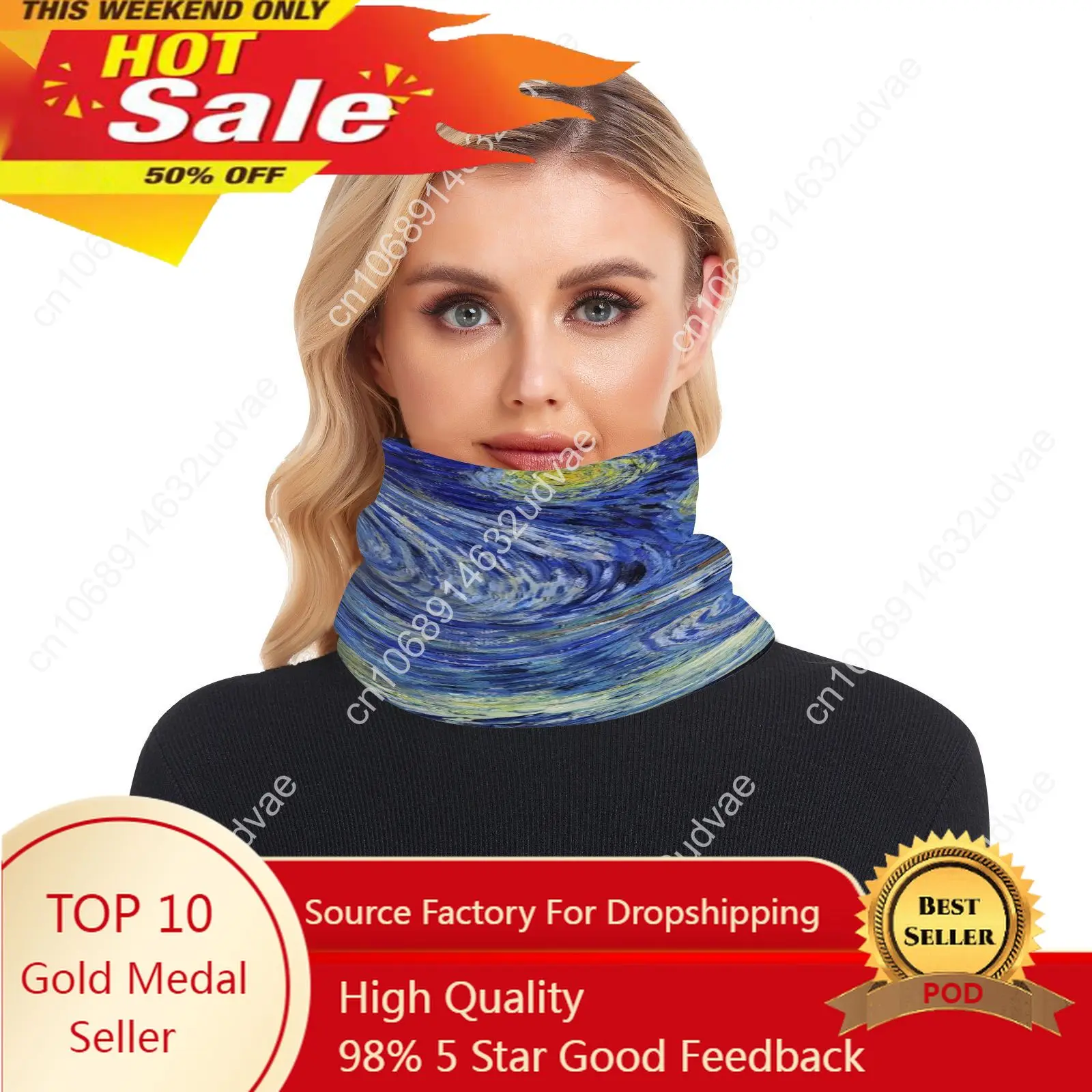 

Winter Scarf Knitted Ring Neck Wraps Van Gogh Oil Painting Women Bandana Warm Collar Unisex Men Face Scarves Infinite Cashmere
