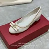 Top quality soft suede round head chain bow women's flat 3cm chunky heels elegant women's office work shoes 4