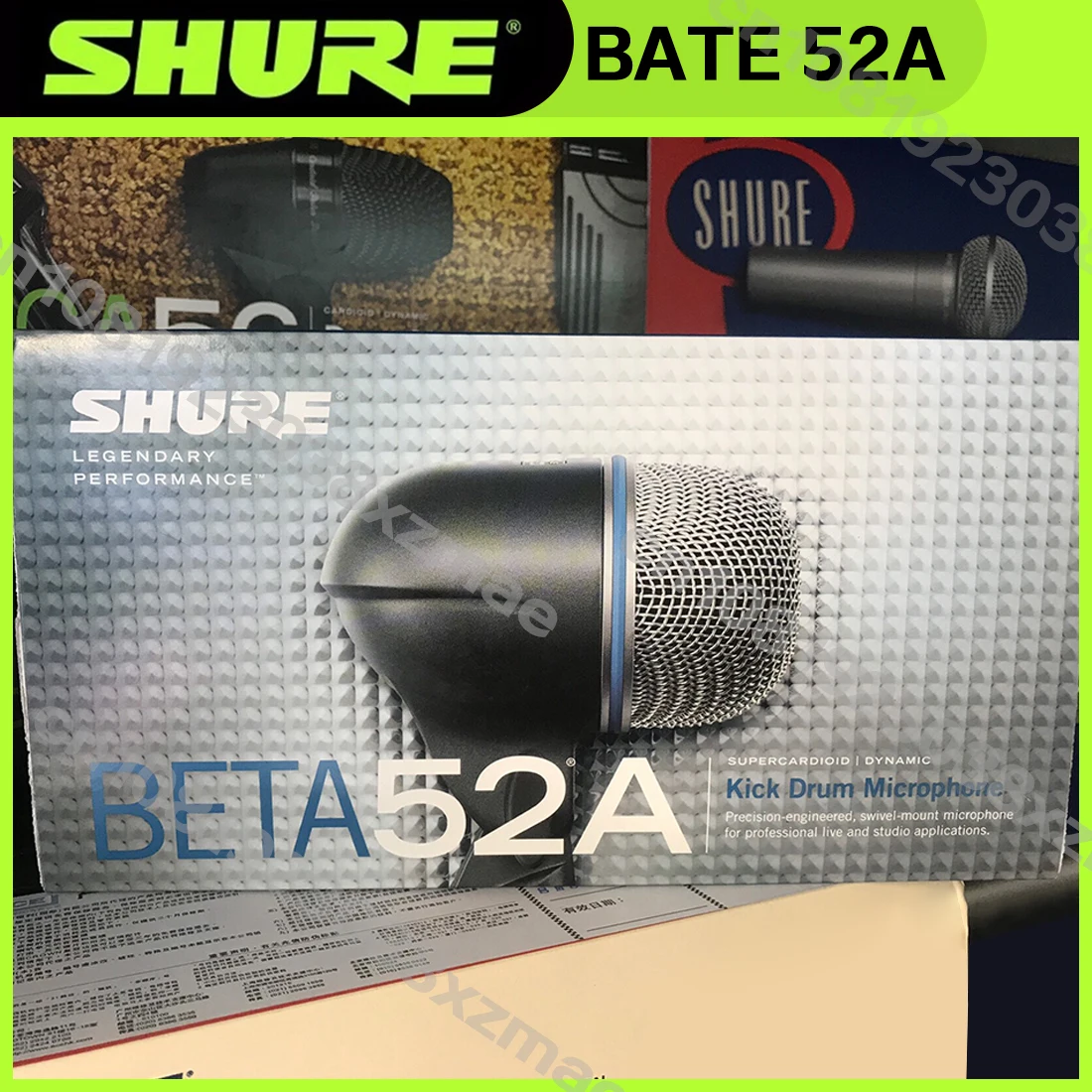 Shure Beta52A Professional Dynamic Microphone for Kick Drum Bass Instrument Stage Performance Live Recording