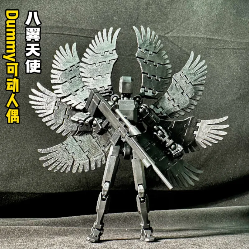 행운의 13 피규어 장난감 더미 3D 프린트 8 날개 천사 이동식 모양 변경 로봇 액션 모델, DIY 마네킹, 감압 소년 선물