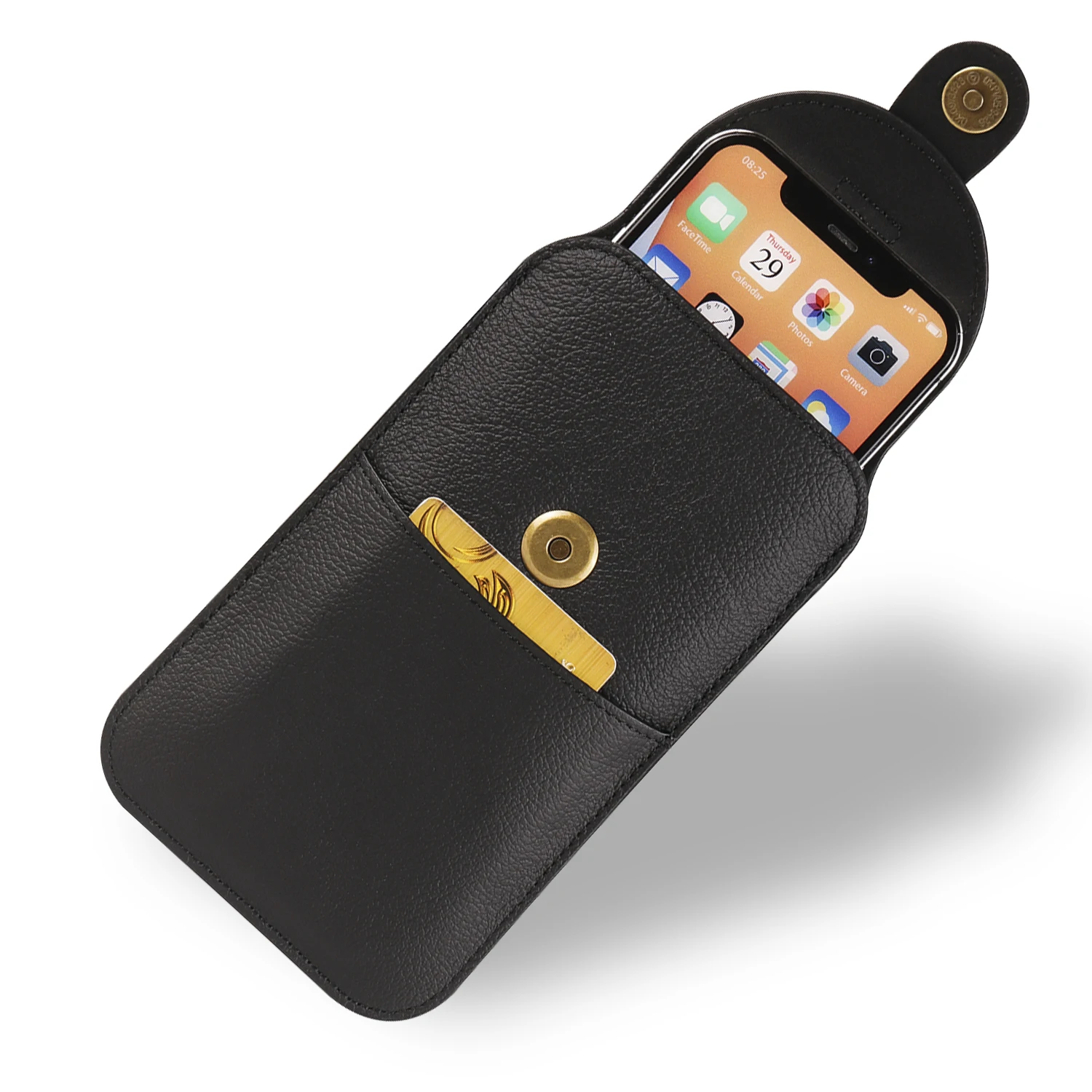 Premium Genuine Leather Belt Clip Phone Case Men's Waist Bag Holster Pouch