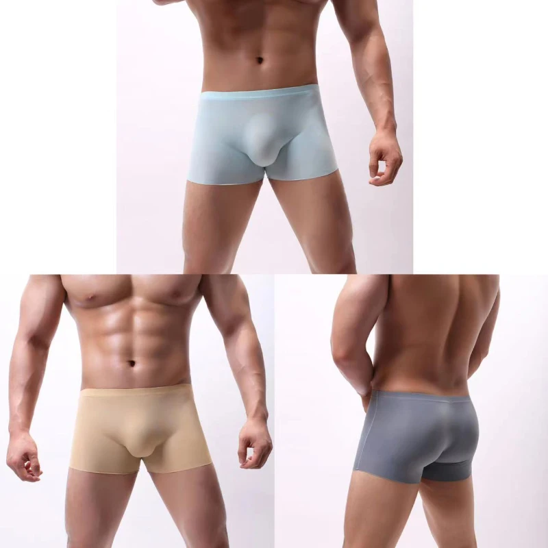 

Men's Flat Angle Underwear With U-shaped Convex Bag, No Marks, Quick Drying And Breathable Ice Silk
