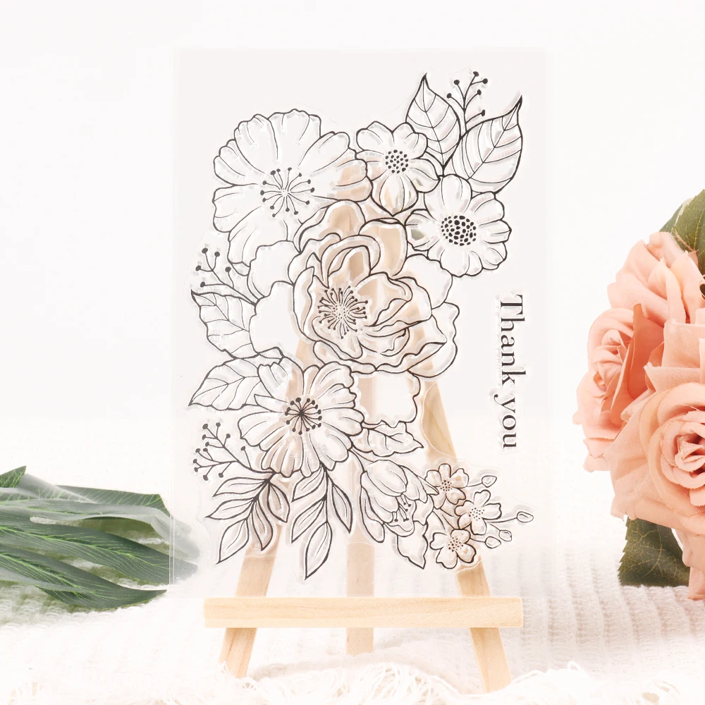 Vintage Flower Series Clear Silicone Stamps Journal Handbook Scrapbook Album Labels DIY Collage Aesthetic Craft Rubber Stamps clear stamps,clear rubber stamps