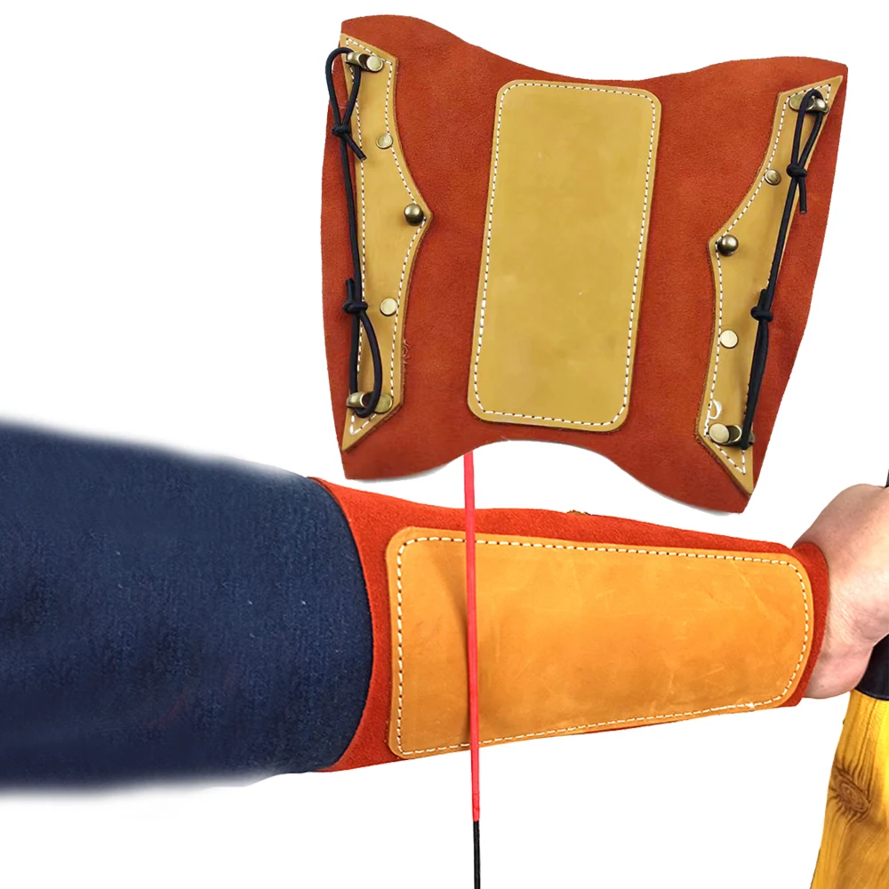 1PC Adjustable Archery sports protective Cow Leather Arm Restraint Protector Guard Archery Arm Guard