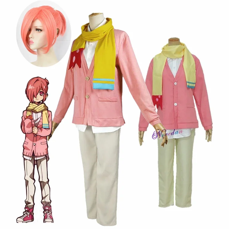 

Mitsuba Sousuke Cosplay Anime Jibaku Shounen Toilet Bound Hanako kun Cosplay Costume Pink Wig Uniform