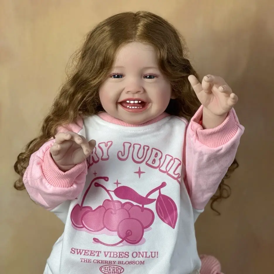 BZDOLL 60 CM 24 Inch Reborn Baby Soft Silicone Cloth Body Smiling Girl Doll Princess Toddler Bebe Artist Collection 2