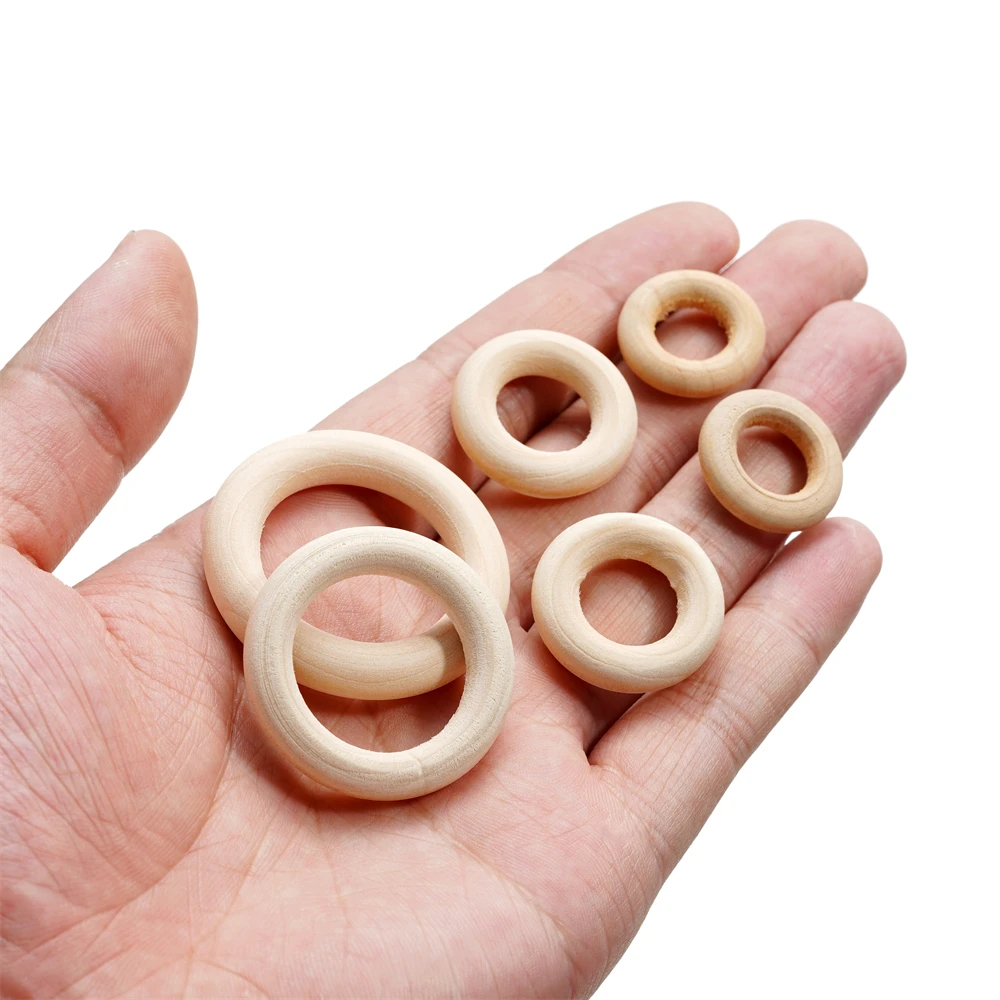 20PCS 35MM Unfinished Wooden Rings for Crafts Solid Wood Rings for Macrame,  DIY Wood Hoops Ornaments Connectors Jewelry Making - AliExpress