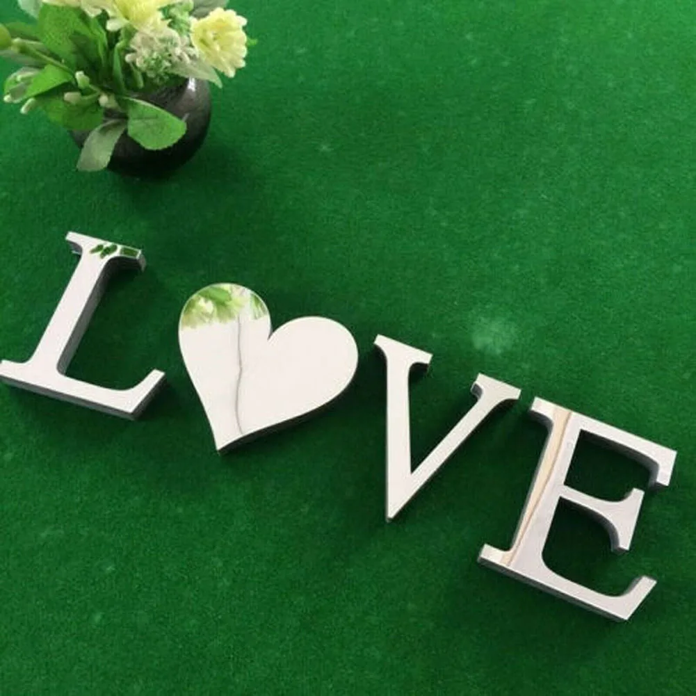 

Letters Love Home Furniture Mirror Tiles Wall Sticker Self-Adhesive Art Decor Home Decor Bedroom Living Room Background Mural