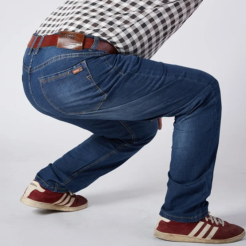 Classic Stretch Jeans Men Oversized Plus Size Big Denim Male Loose Elastic Pants 44 46 48 50 52 High Waisted Long Work Trousers 4