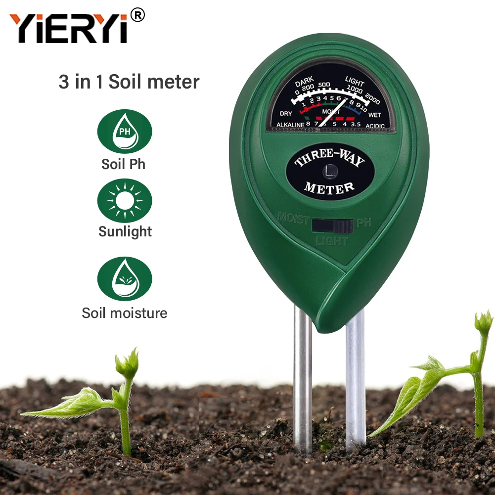 

Yieryi 3 in 1 Soil Ph Meter Garden Farmland Acidity Soil Tester Sunlight Moisture Monitor for Indoor Outdoor Plantation Flower