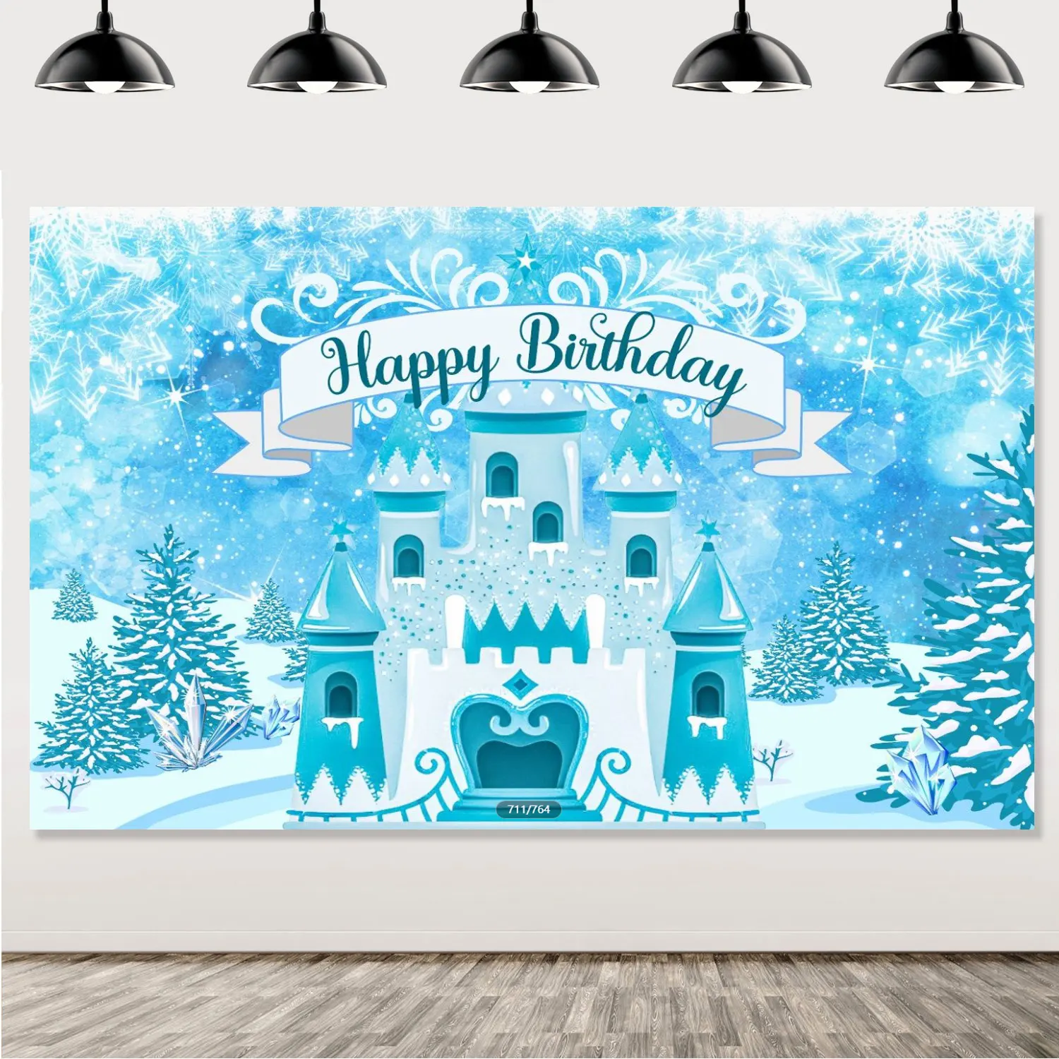 

Princess Castle Snow Party Background Decoration Cloth, Baby Shower, Happy Birthday, Baby Shower, Photography Background for Gir