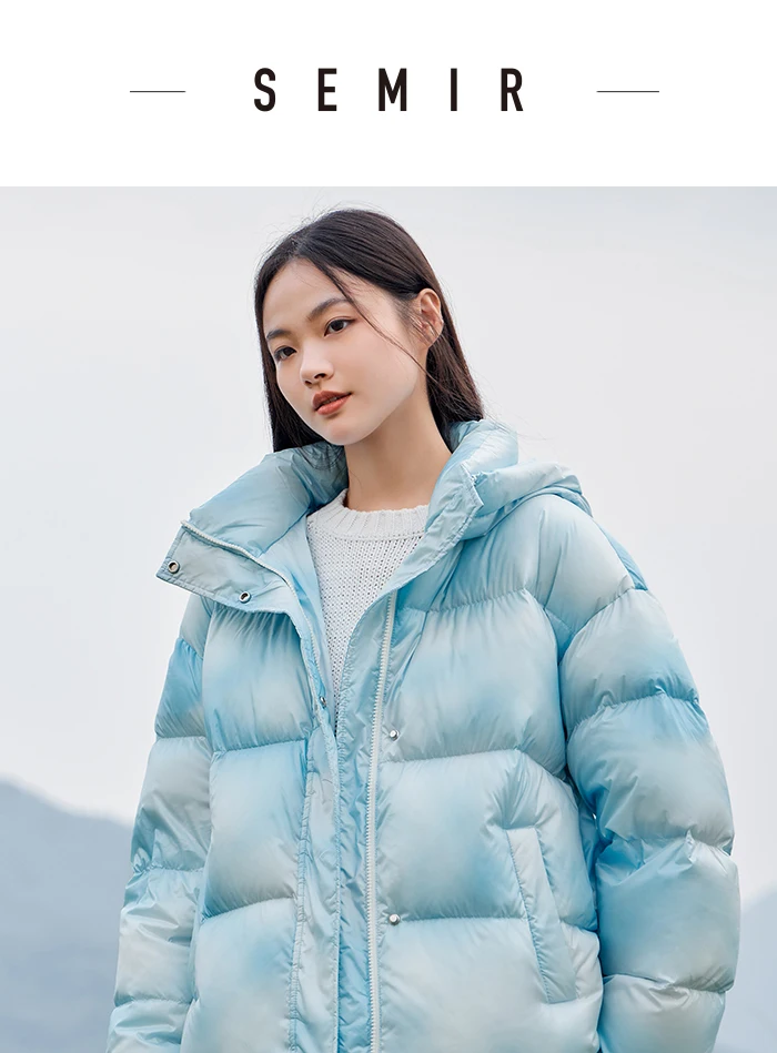 Down Jacket Women Halo-Dyed All-Over Hooded Bread Coat Trendy Winter Sweet Cool Oversize Jacket