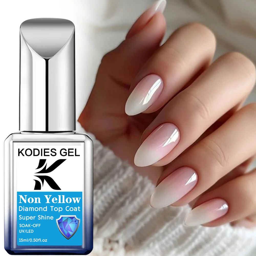 KODIES GEL Non-Yellow Top Coat Nails Gel Polish Diamond Super Shine Topcoat Semi Permanent UV Reinforce Gel Varnish for Manicure 2