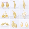 Ciondoli a forma di foglia placcati oro 18 carati per la creazione di gioielli, ciondoli decorativi in ottone, accessori fai da te per la creazione di orecchini 1