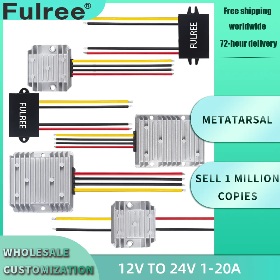 Fulree®Convertitore Boost Step-Up Da 12 V A 24 V 1A 3A 5A 10A 15A 20A Dc Dc Da 12 Volt A 24 Volt Regolatore Di Tensione Caricabatteria Da Auto Booster