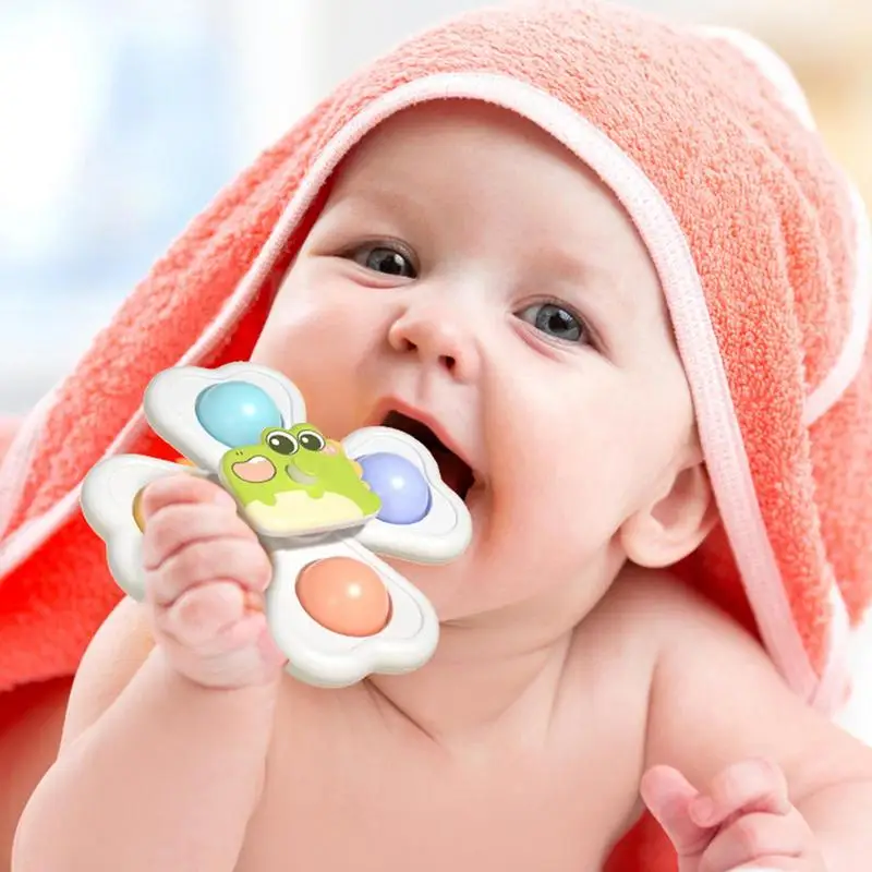 Sensory Spinner Toy 3pcs Cute Bath Tub Spinner Toys Toddler Bath Toys For Refrigerator Window Dining Table Bench Tub 5