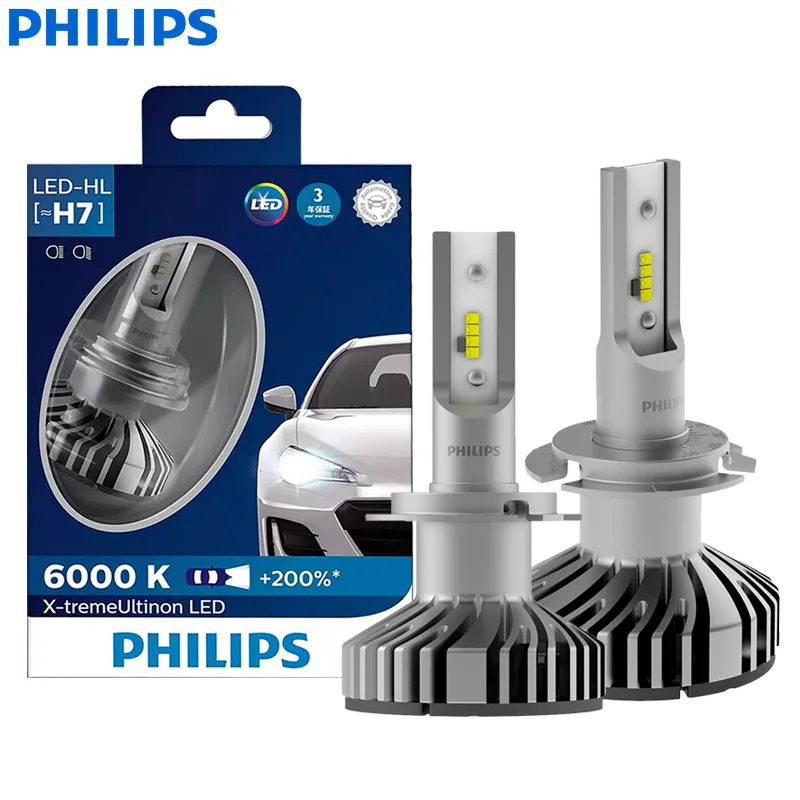 2X Philips X-Treme Ultinon Led H7 12V 6000K + 200% Faro Auto Più Luminoso Auto Originale Aggiornamento Oem Lampade Originali 12985 Bwx2