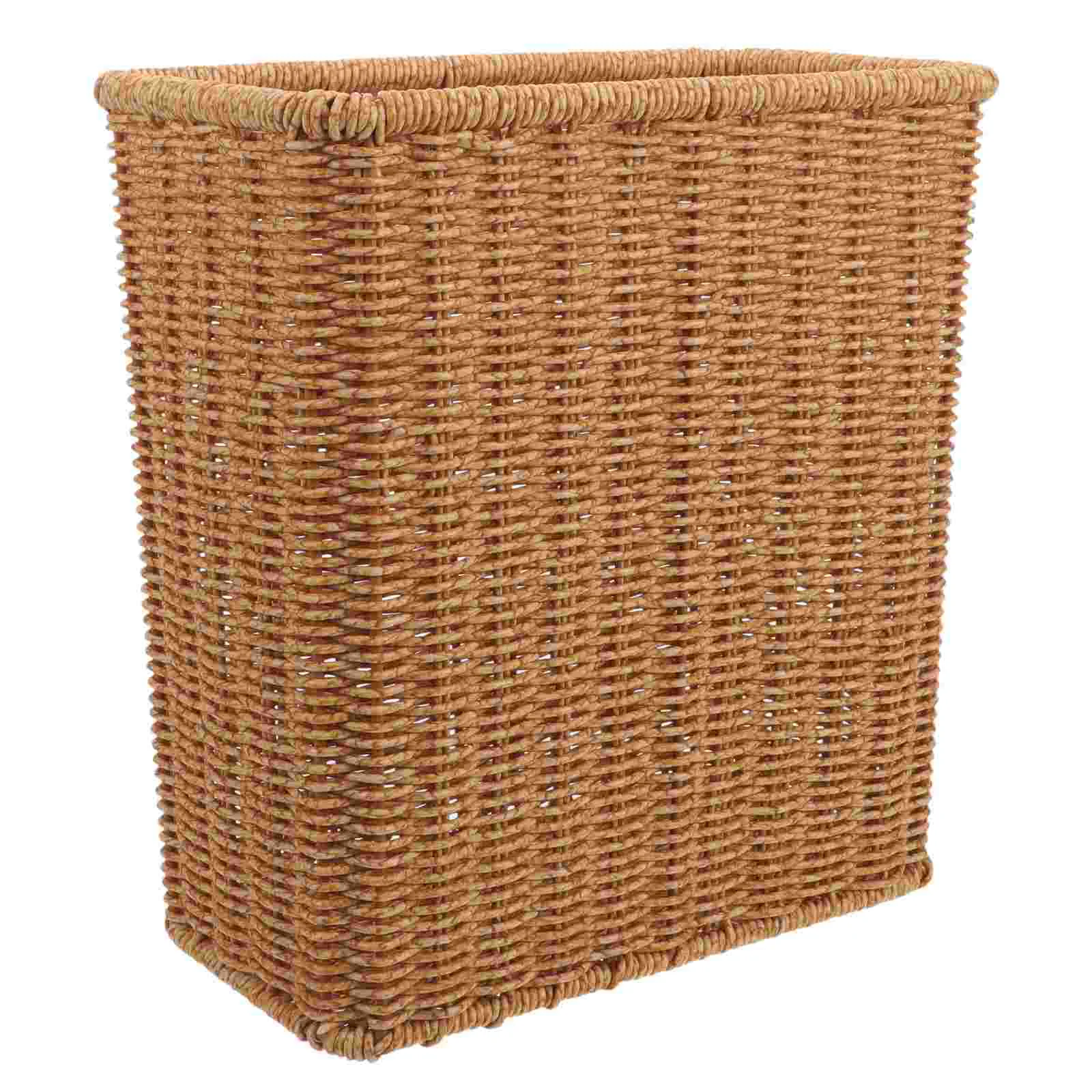 

Wicker Waste Paper Basket Small Woven Basket Trash Can Decorative Rectangular Garbage Container Bin Laundry Hamper