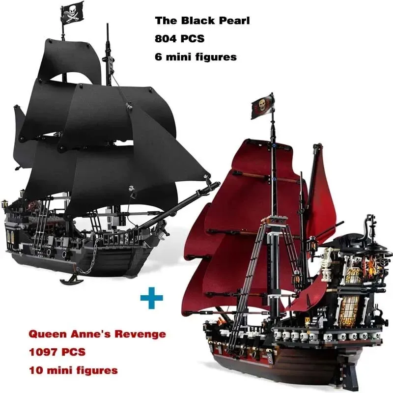 

Pirates The Black Pearl And Queen Anne's Revenge Ship Building Block Bricks Toy Birthday Christmas Gift Compatible 4195 4184