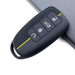 Premium 100% Silicone Car Key Cover - Luxury Key Holder Accessory (Yellow line)