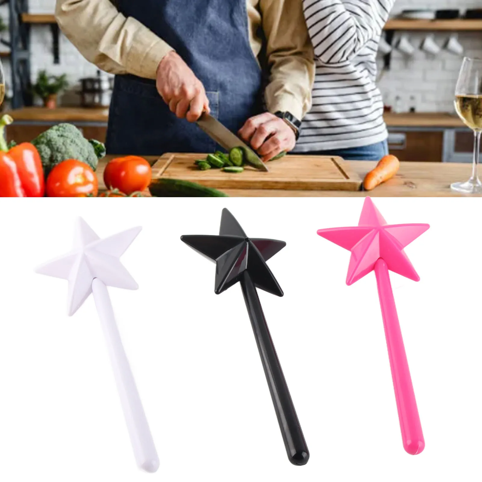 Magical Salt Pepper Shakers Star Shaped Wand Stick Refillable Seasonings Spices Dispenser 3Pcs salt shaker,salt pepper shakers