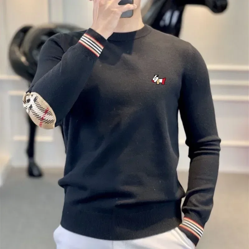 2024 Men Knitted Sweater Golf Shirts Luxury Long Sleeves Top Fashion Casual Round Neck Windproof Blouse NEW Autumn Golf Wear Men 6