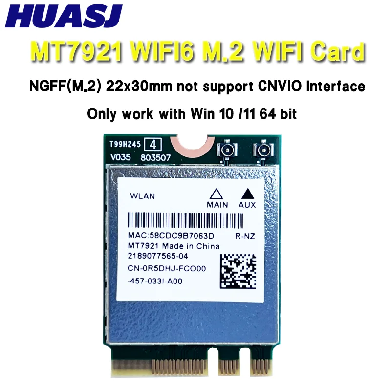 WIFI 6 MT7921 1800Mbps M.2 NGFF 블루투스 5.2 무선 와이파이 카드 듀얼 밴드 2.4G/5GHz MU-MIMO 802.11ax 어댑터 윈도우 10 11