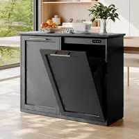 Trash Cabinet with Quick Installation and Deodorising Function, Wooden Trash Can Cabinet for Dining Room and Kitchen, Black 1