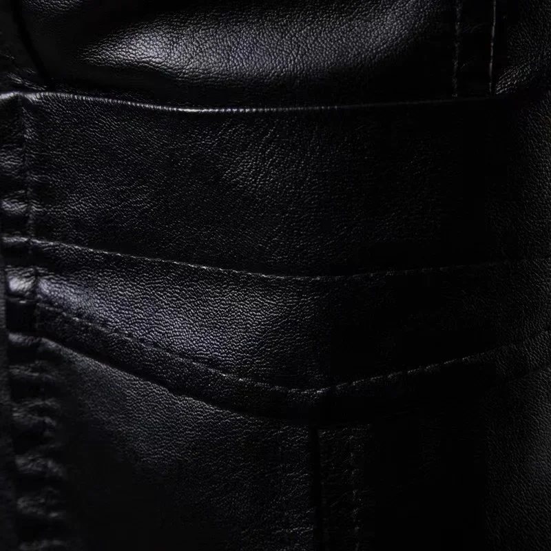 Spring Autumn Fashion Men's Lapel Leather Dress Suit Coat Male Casual Pu Blazers Jacket