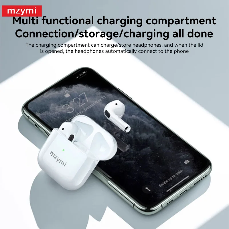 mzymi Bluetooth5.4 Earphone Pro 4 True Wireless Earbuds In Ear Sport Headphones Touch Control Waterproof Gaming Headset Mic